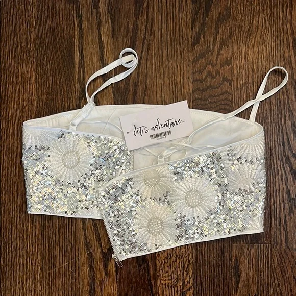 🤍NWT 12th tribe. Elegant White and Silver Sequin Bralette - Picture 2 of 3
